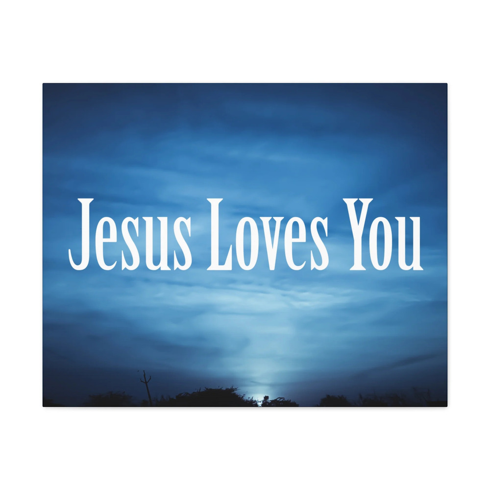 Scripture Walls John 3:16 Jesus Loves You Dark Blue Sky Bible Verse Canvas